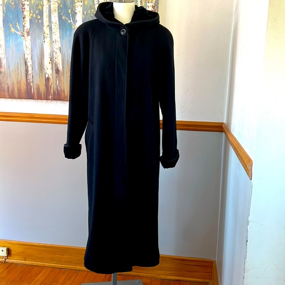London Fog Full Length Hooded Wool Coat - Picture 1 of 13